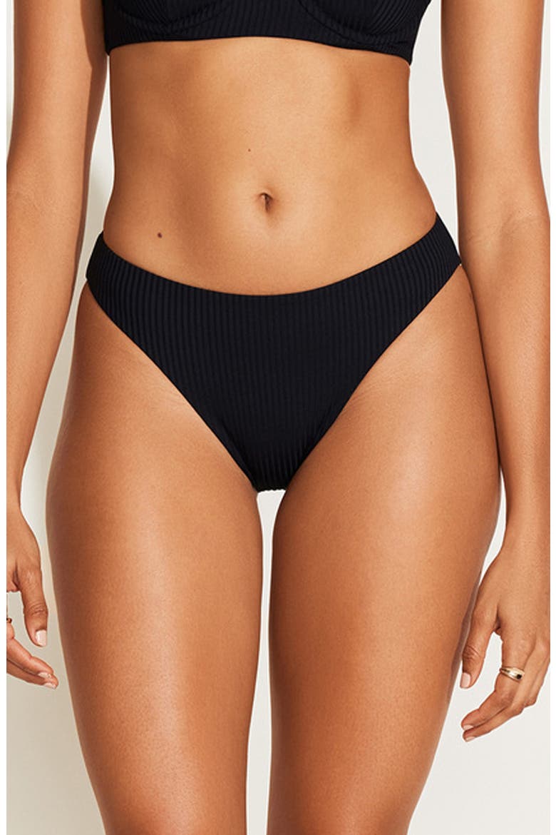 Cali High Cut Bikini Bottoms, Main, color, BLACK
