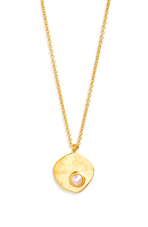 Capri Freshwater Pearl Disc Pendant Necklace