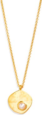 Monica Vinader Capri Freshwater Pearl Disc Pendant Necklace