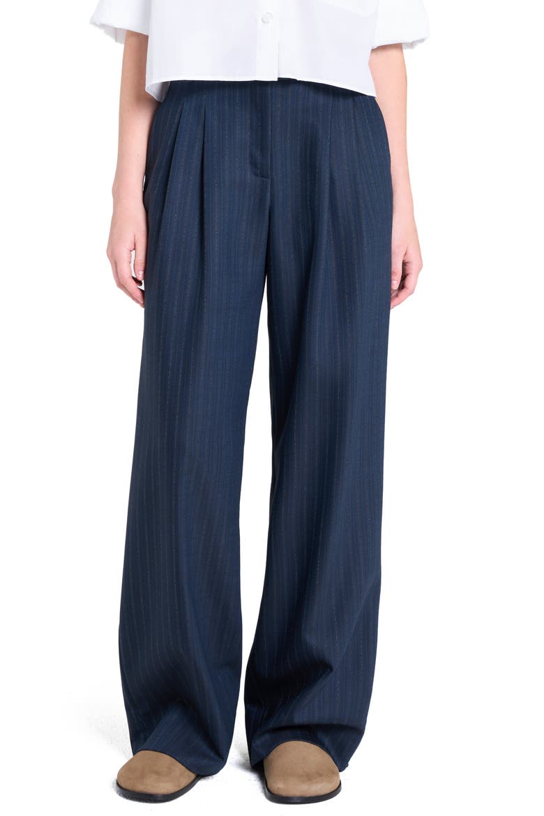 Sulli Stripe Stretch Wool Pants, Main, color, INSIGNIA BLUE