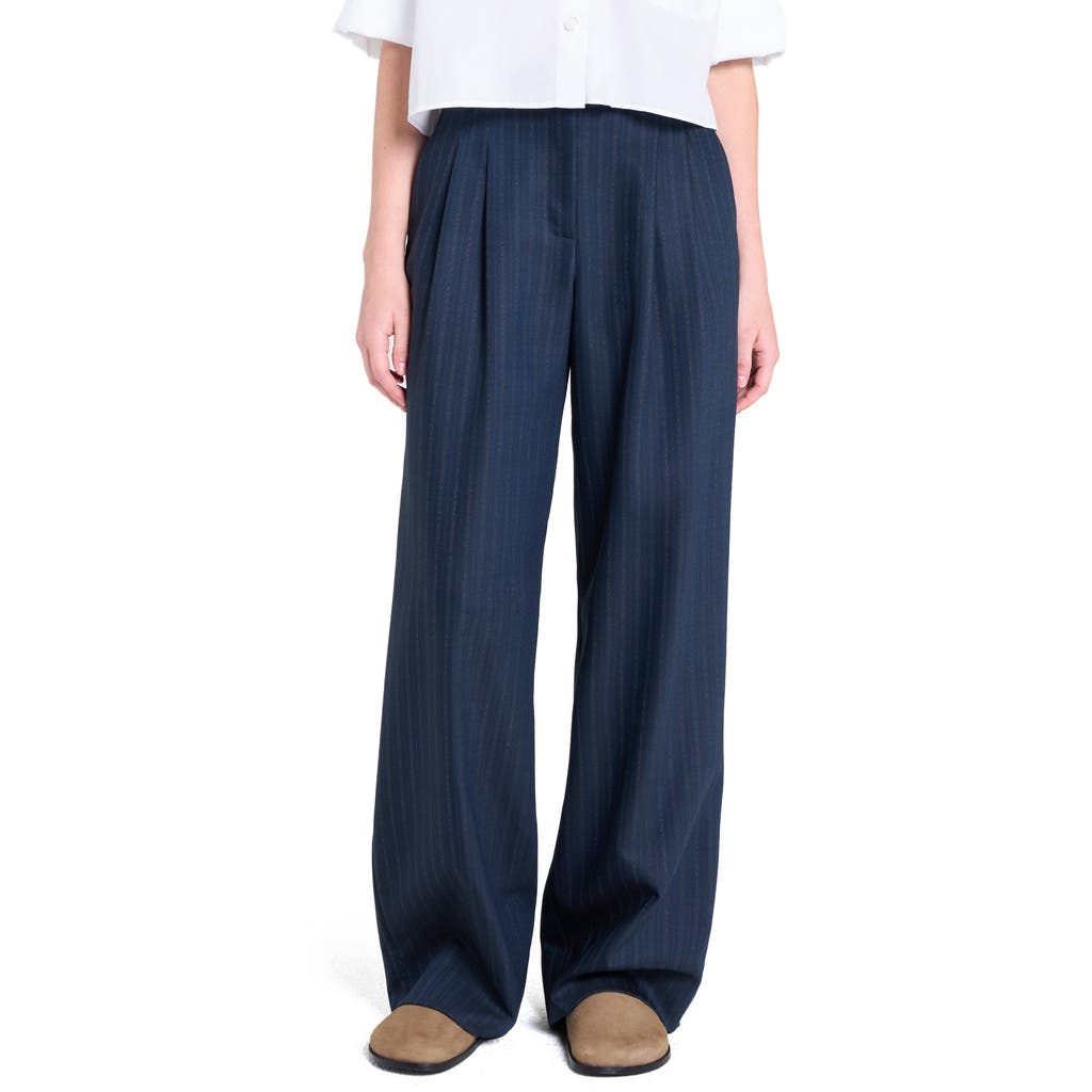 Twp Sulli Stripe Stretch Wool Pants In Blue
