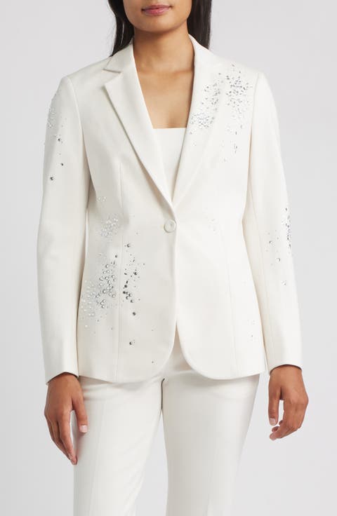 Embellished One-Button Blazer