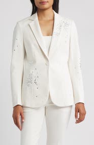 Anne Klein Embellished One-Button Blazer