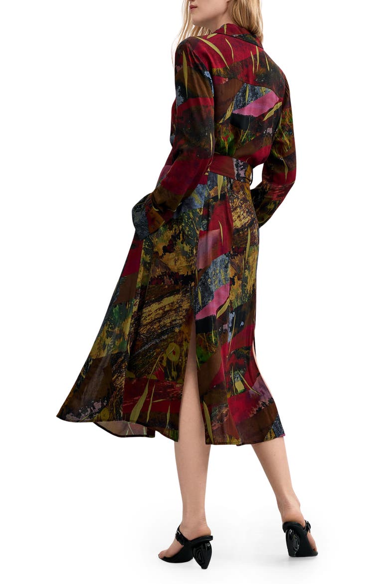 Printed Long Sleeve Shirt Dress, Alternate, color, GREEN