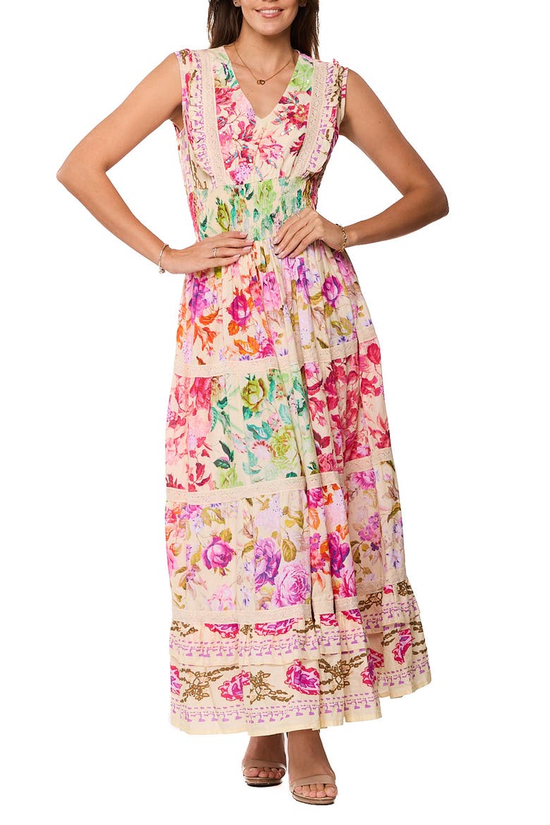 Floral Maxi Dress, Main, color, BEIGE