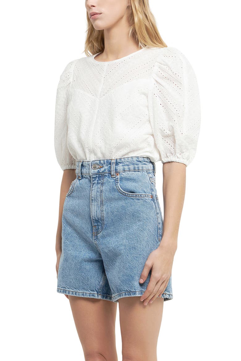 Eyelet Blouse, Alternate, color, WHITE