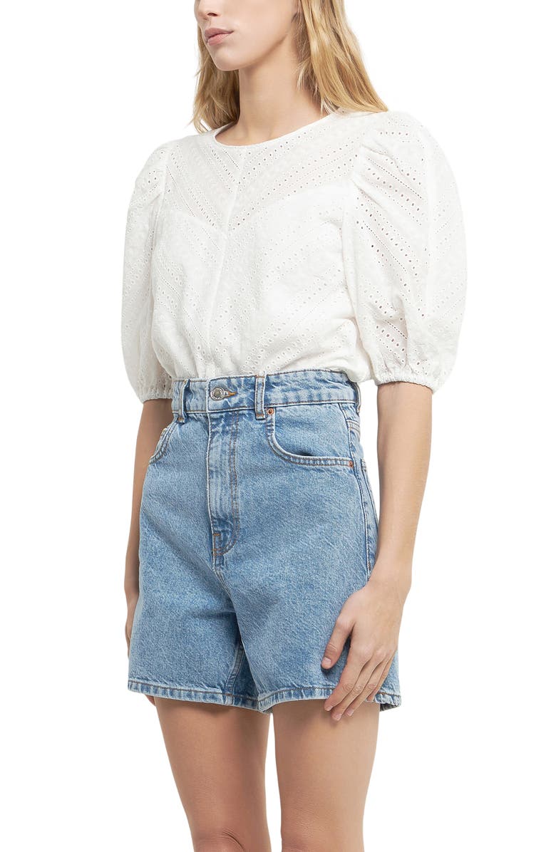 English Factory Eyelet Blouse, Alternate, color, White