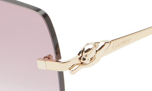 Cartier 55mm Gradient Rimless Rectangular Sunglasses