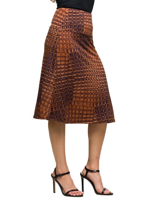 24seven Comfort Apparel Geometric Print Knee Length Skirt In Multi