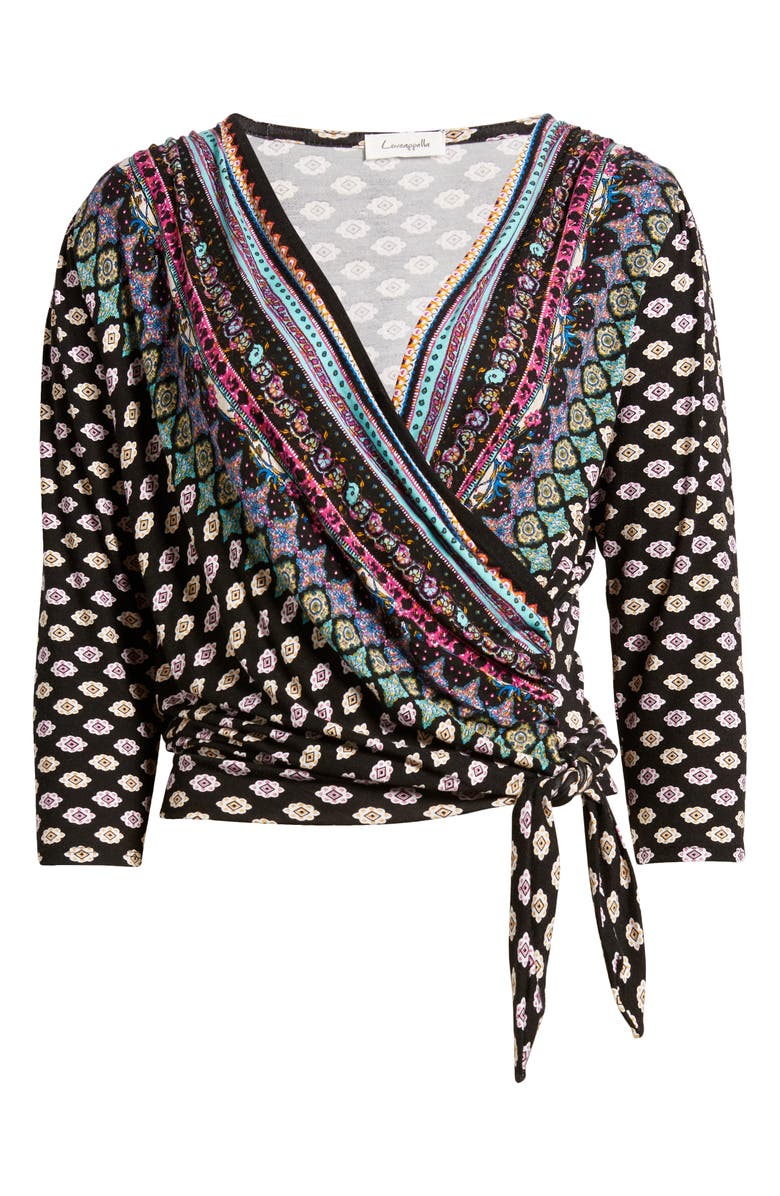 Loveappella Faux Wrap Jersey Top, Alternate, color, 