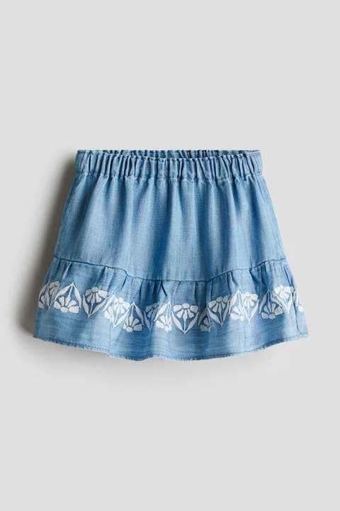 Embroidery-detail Denim Skirt