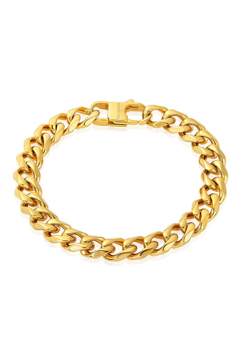 Mens' 11mm Curb Chain Link Bracelet, Main, color, GOLD