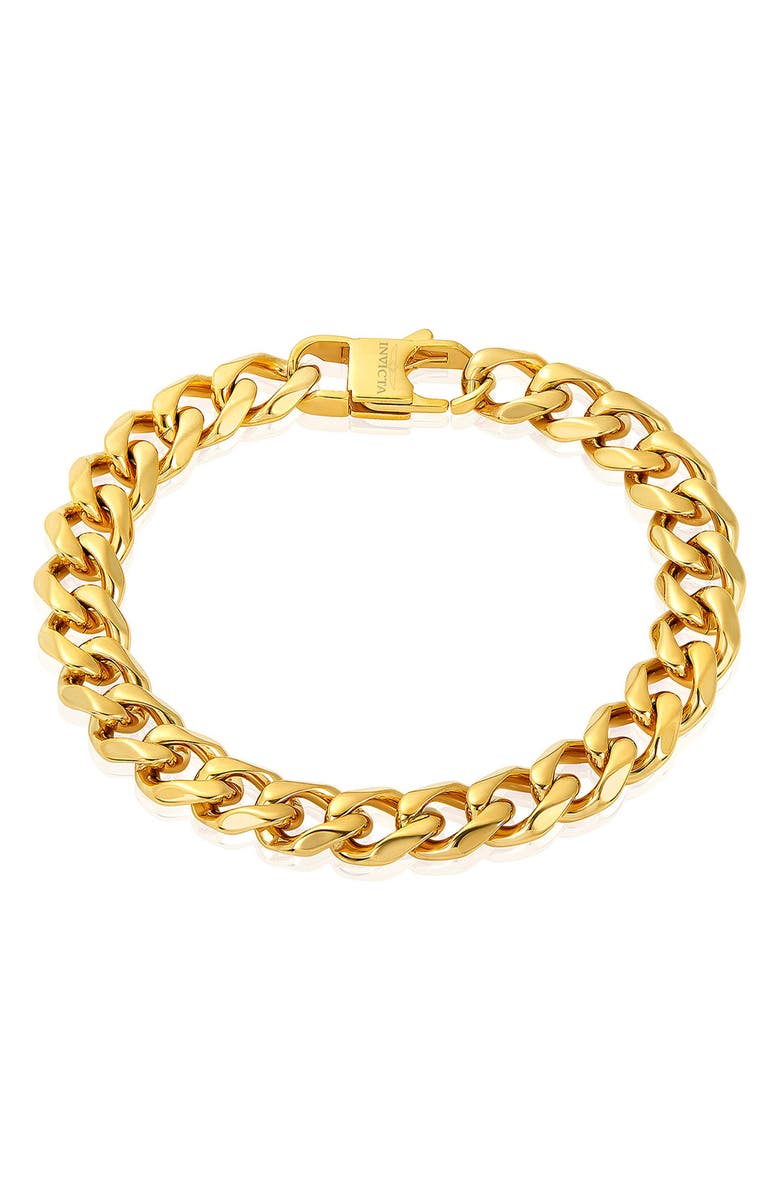 INVICTA Mens' 11mm Curb Chain Link Bracelet, Main, color, Gold