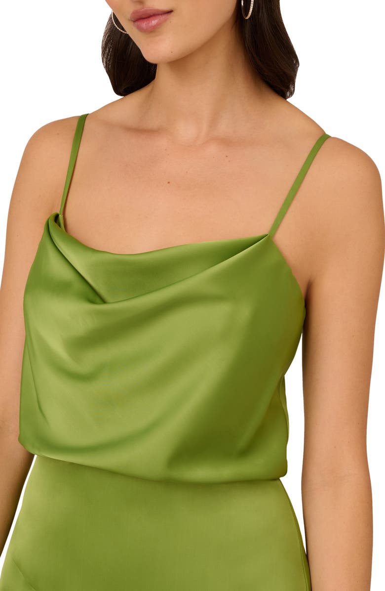 LIV FOSTER Asymmetric Satin Cocktail Midi Dress, Alternate, color, 