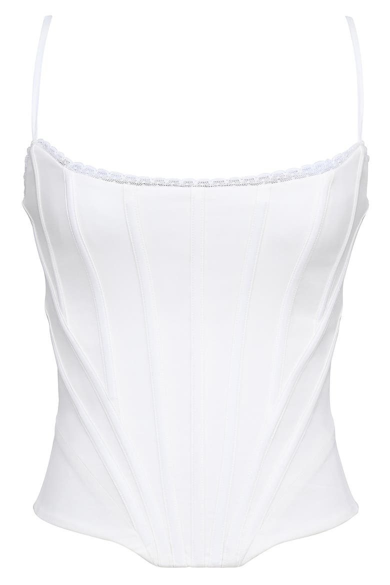 Cadie Stretch Cotton Corset Top, Alternate, color, WHITE