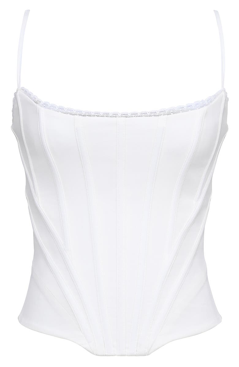 HOUSE OF CB Cadie Stretch Cotton Corset Top, Alternate, color, White