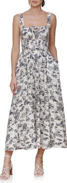 Avec Les Filles Bustier Linen Blend Midi Sundress