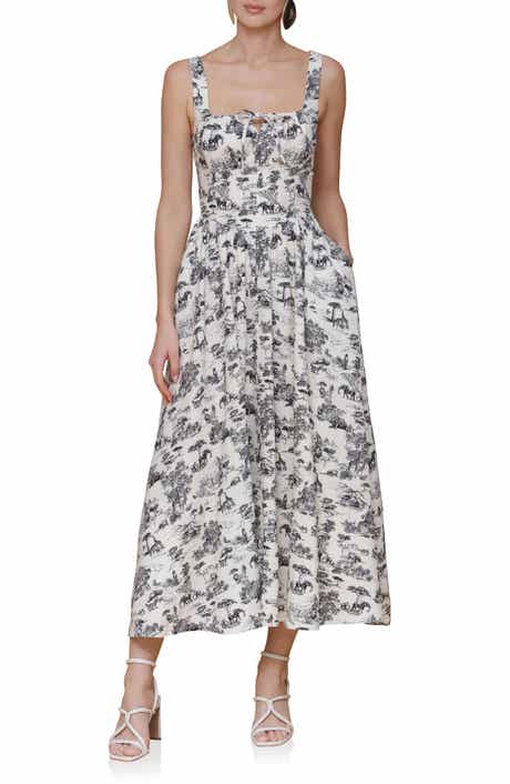 Avec Les Filles Bustier Linen Blend Midi Sundress