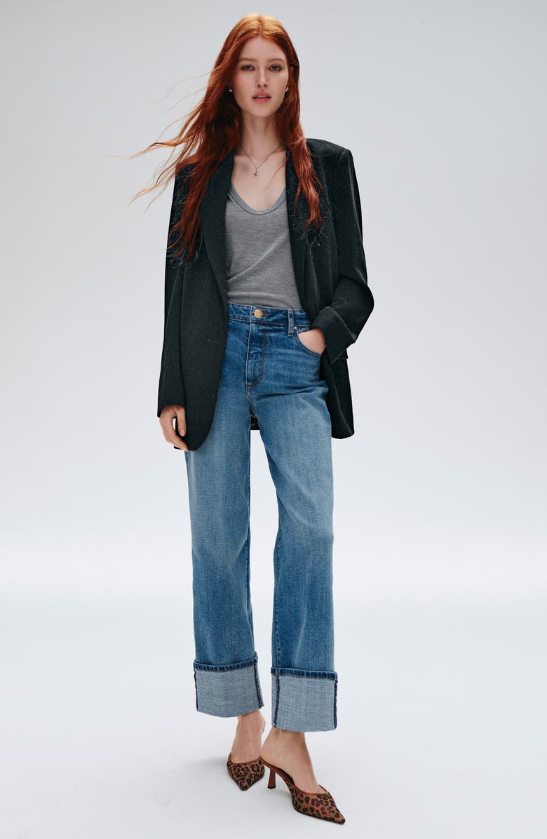 Sienna High Waist Cuffed Hem Wide Leg Jeans