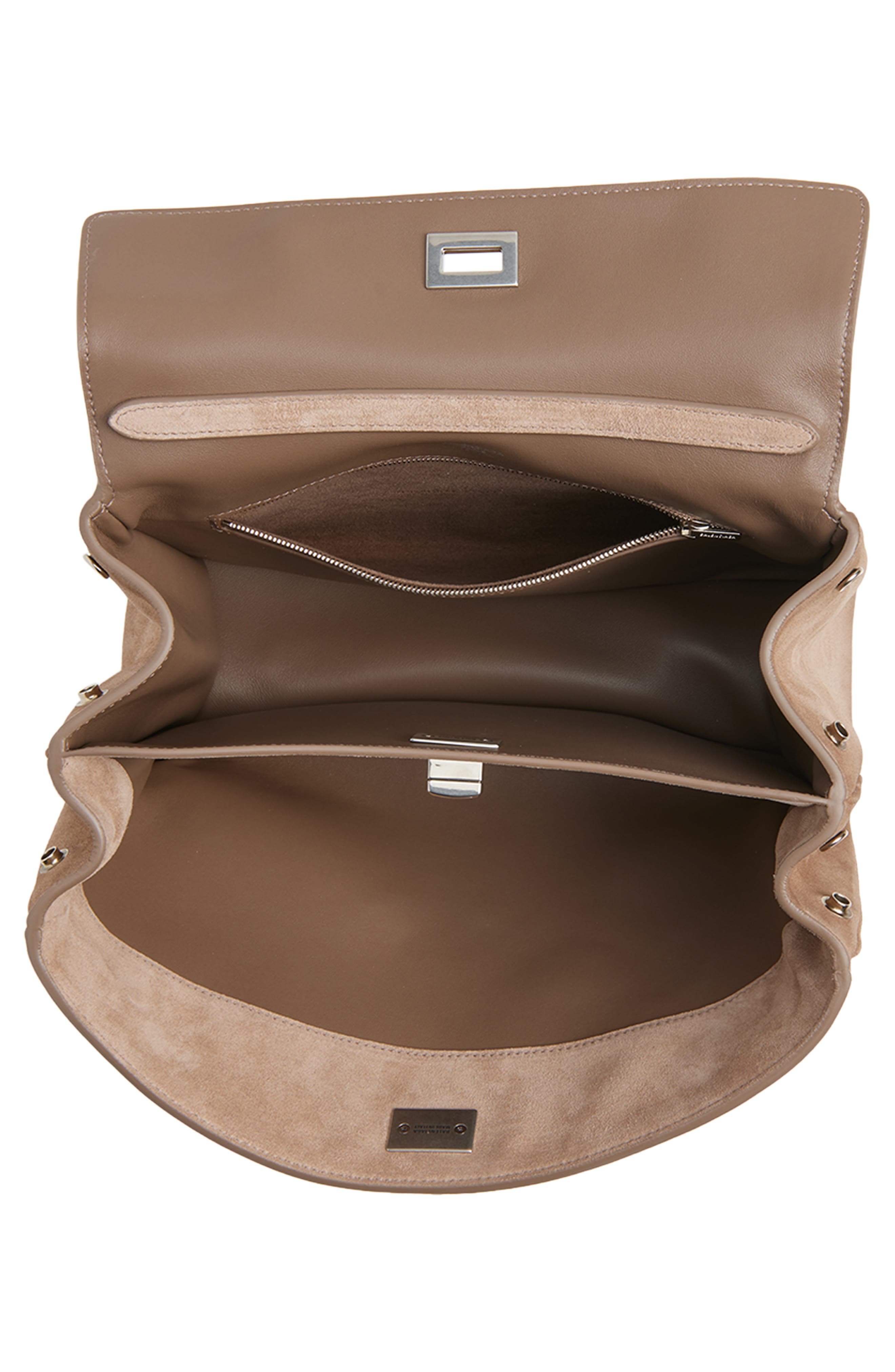 Balenciaga Rodeo Waxed Suede Top Handle Bag, Alternate, color, Sesame