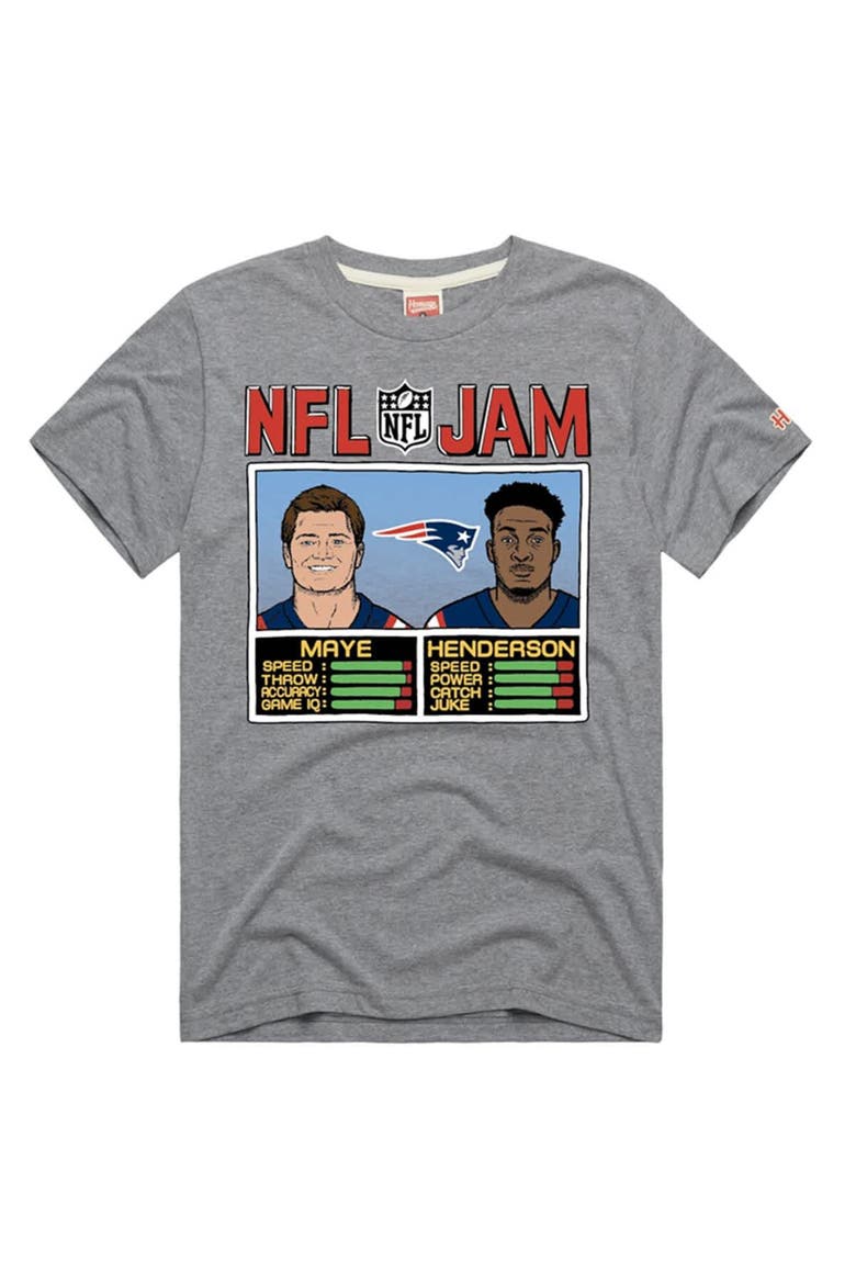 Unisex Homage Drake Maye & TreVeyon Henderson Gray New England Patriots NFL Jam Tri-Blend T-Shirt, Main, color, Gray