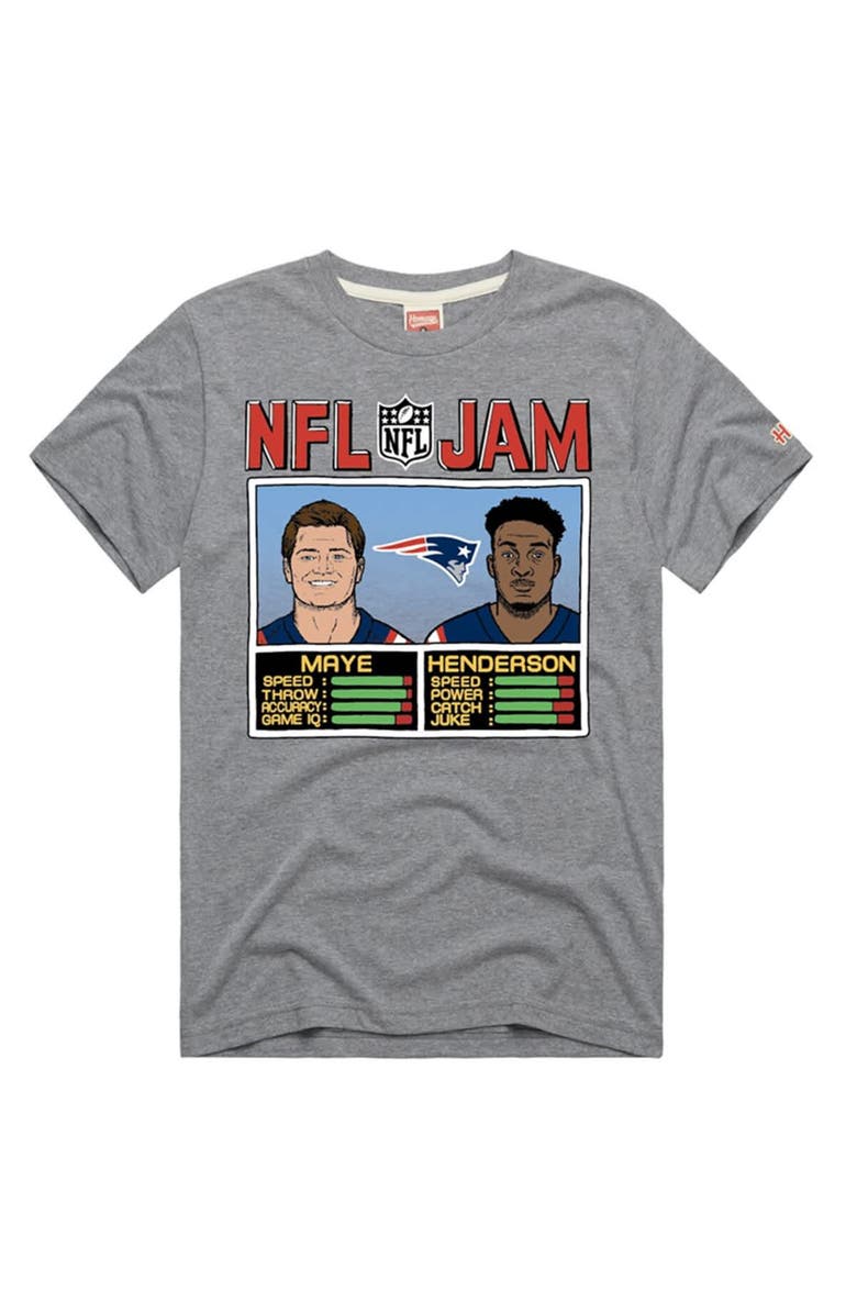Homage Unisex Homage Drake Maye 
TreVeyon Henderson Gray New England Patriots NFL Jam Tri-Blend T-Shirt, Main, color, Gray