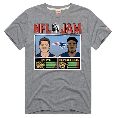Unisex Homage Drake Maye 
TreVeyon Henderson Gray New England Patriots NFL Jam Tri-Blend T-Shirt