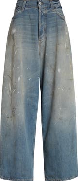 Acne Studios 2023 Paint Splatter Baggy Wide Leg Jeans