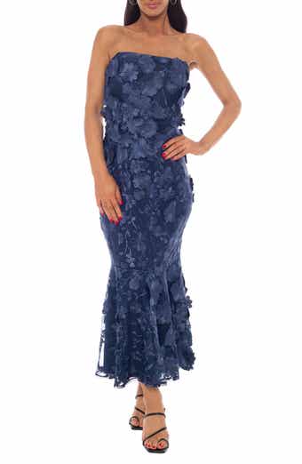 3D Floral Appliqué Embroidered Mesh Dress