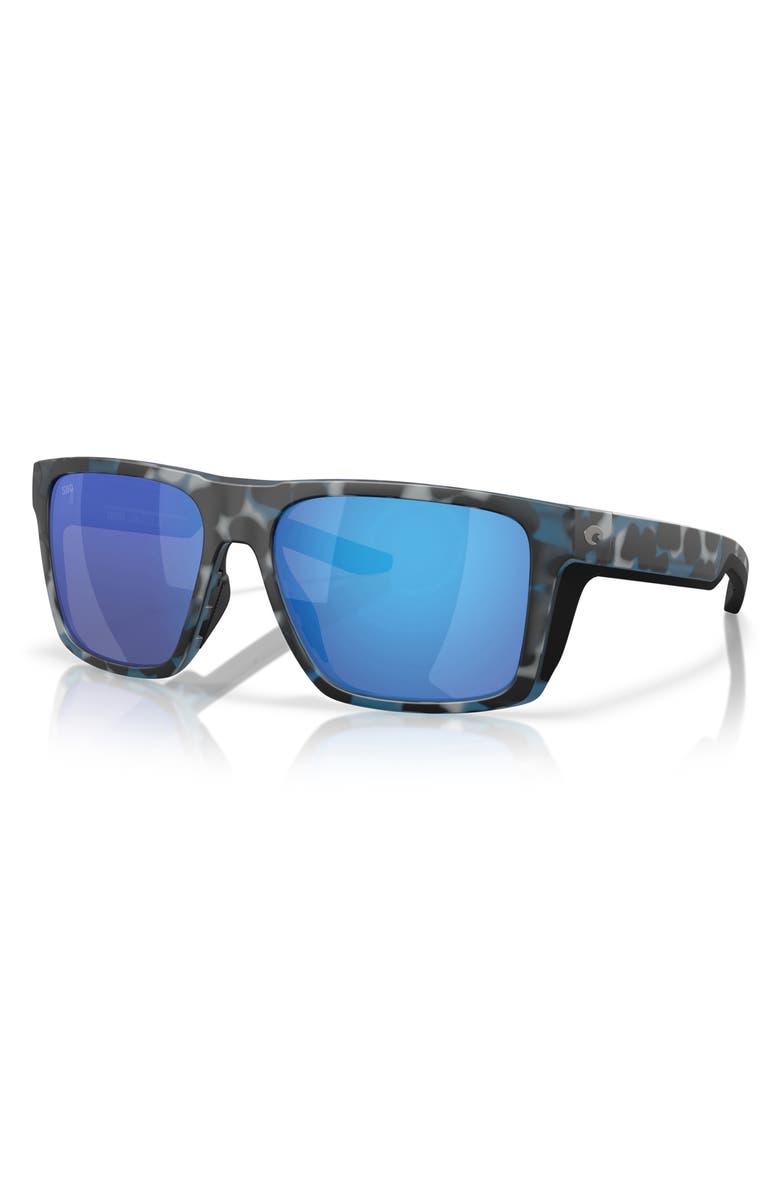 Costa Del Mar Lido 57mm Polarized Square Sunglasses, Alternate, color, Deep Water Camo / Blue 580G