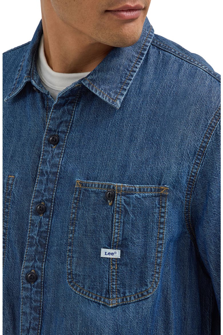 Denim Overshirt, Alternate, color, MID WASH