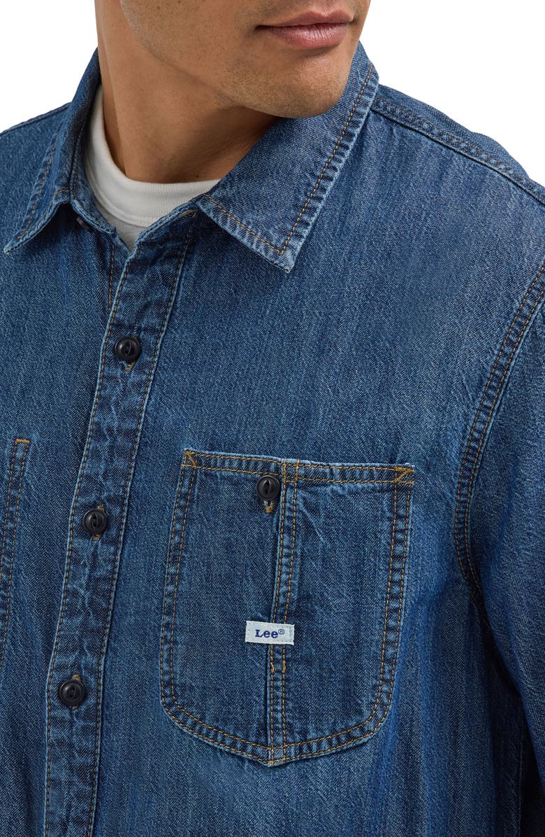 Lee Denim Overshirt, Alternate, color, Mid Wash