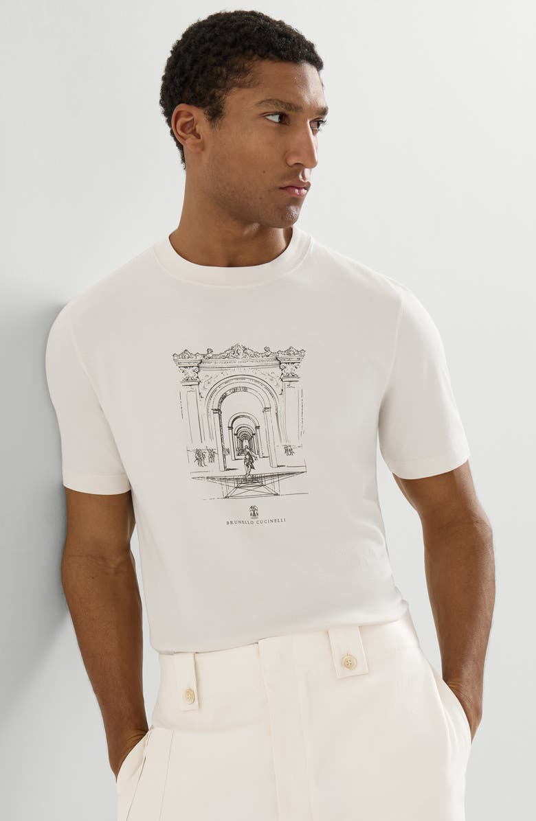 Brunello Cucinelli T-shirt with print, Alternate, color, White