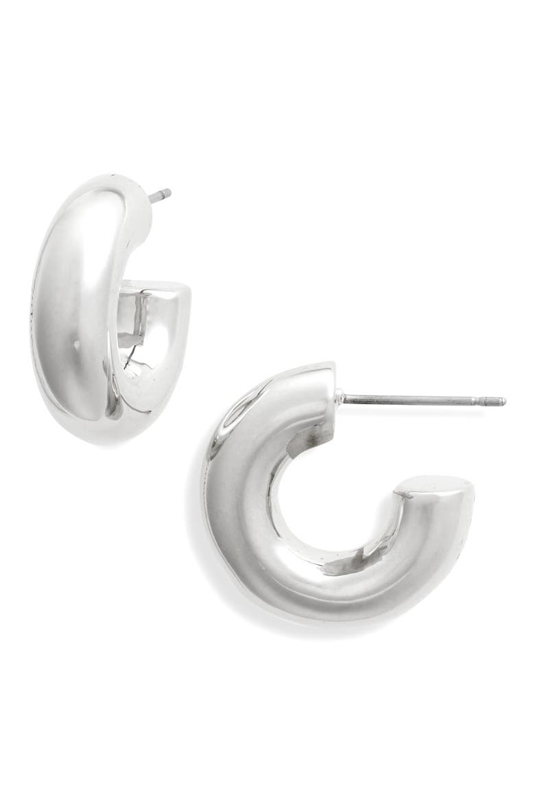 Demi Fine Chunky Hoop Earrings, Main, color, STERLING SILVER PLATED