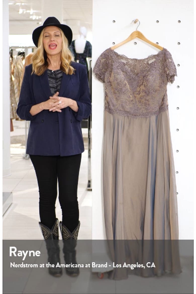 Long Chiffon Dress with Lace Bodice and Pockets video