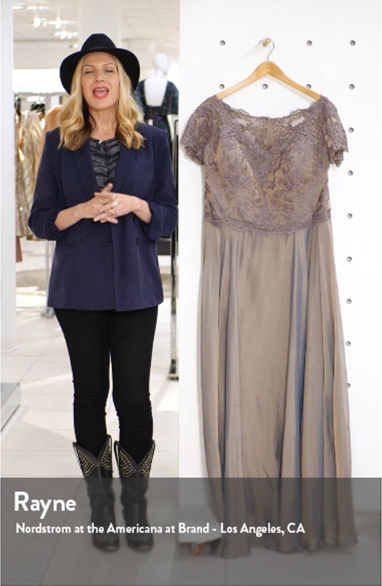 Embroidered Lace & Chiffon A-Line Gown, sales video thumbnail