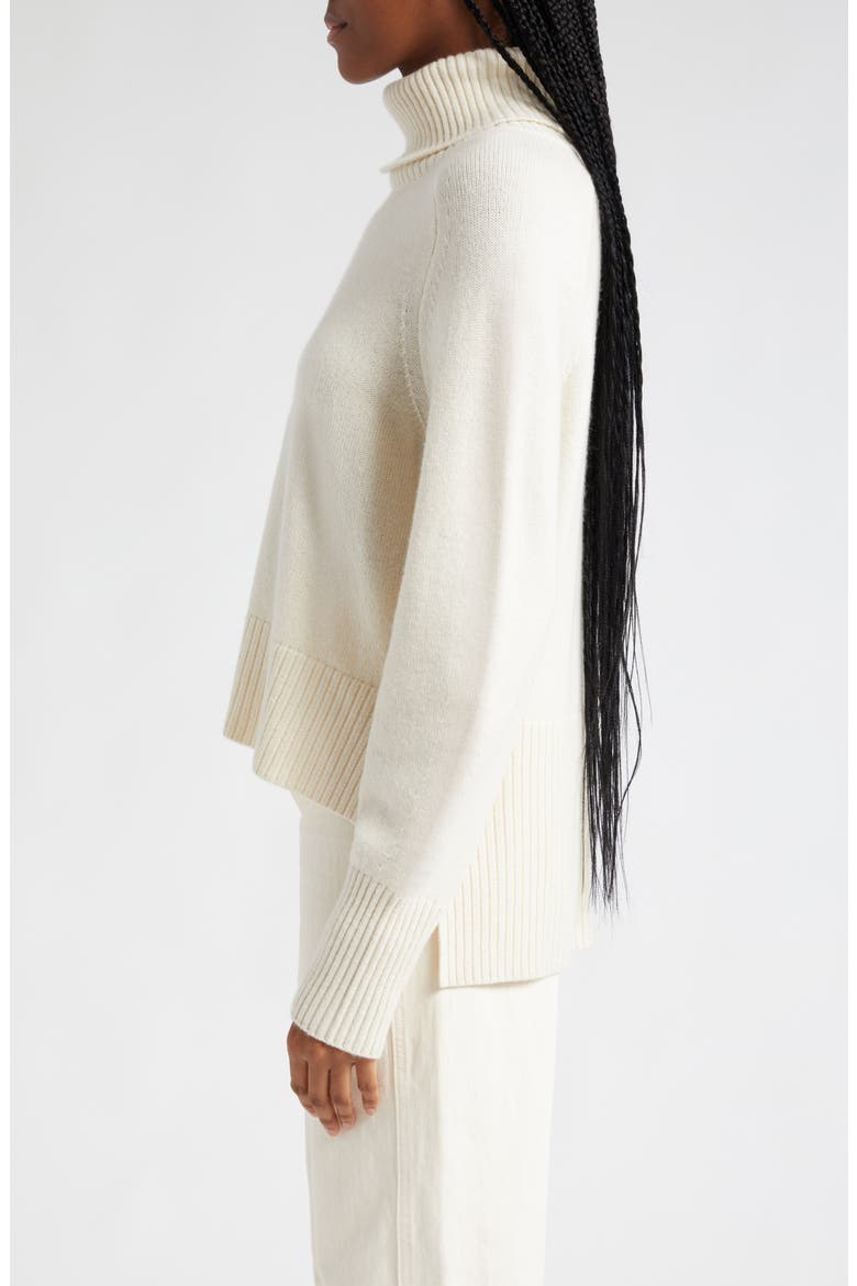 Lerato High-Low Cashmere Turtleneck Sweater, Alternate, color, IVORY