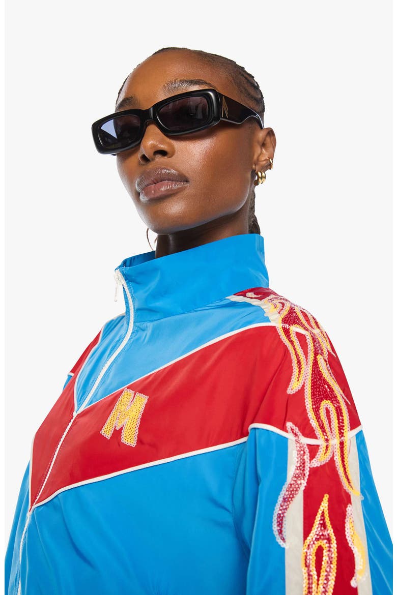 The Glossy Letterman Jacket, Alternate, color, LIGHTNING SPEED