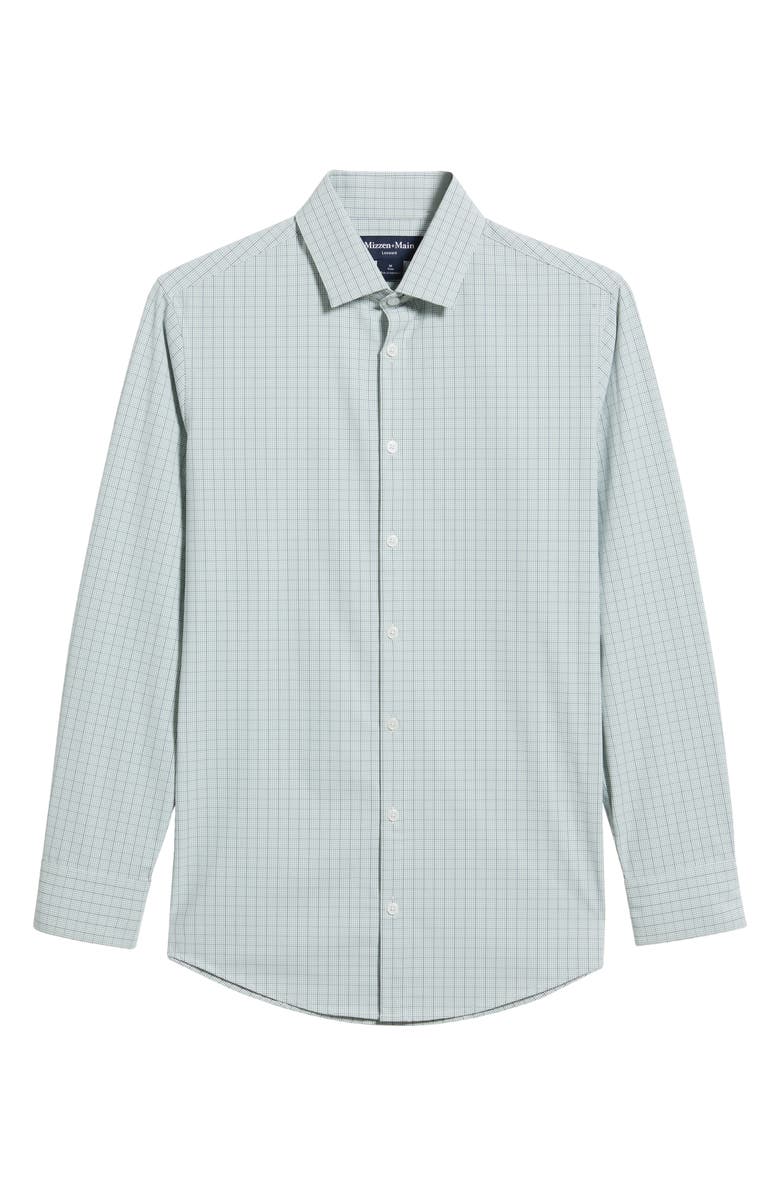 Mizzen+Main Leeward No Tuck Trim Fit Plaid Performance Button-Up Shirt, Alternate, color, Eucalyptus Mini Plaid