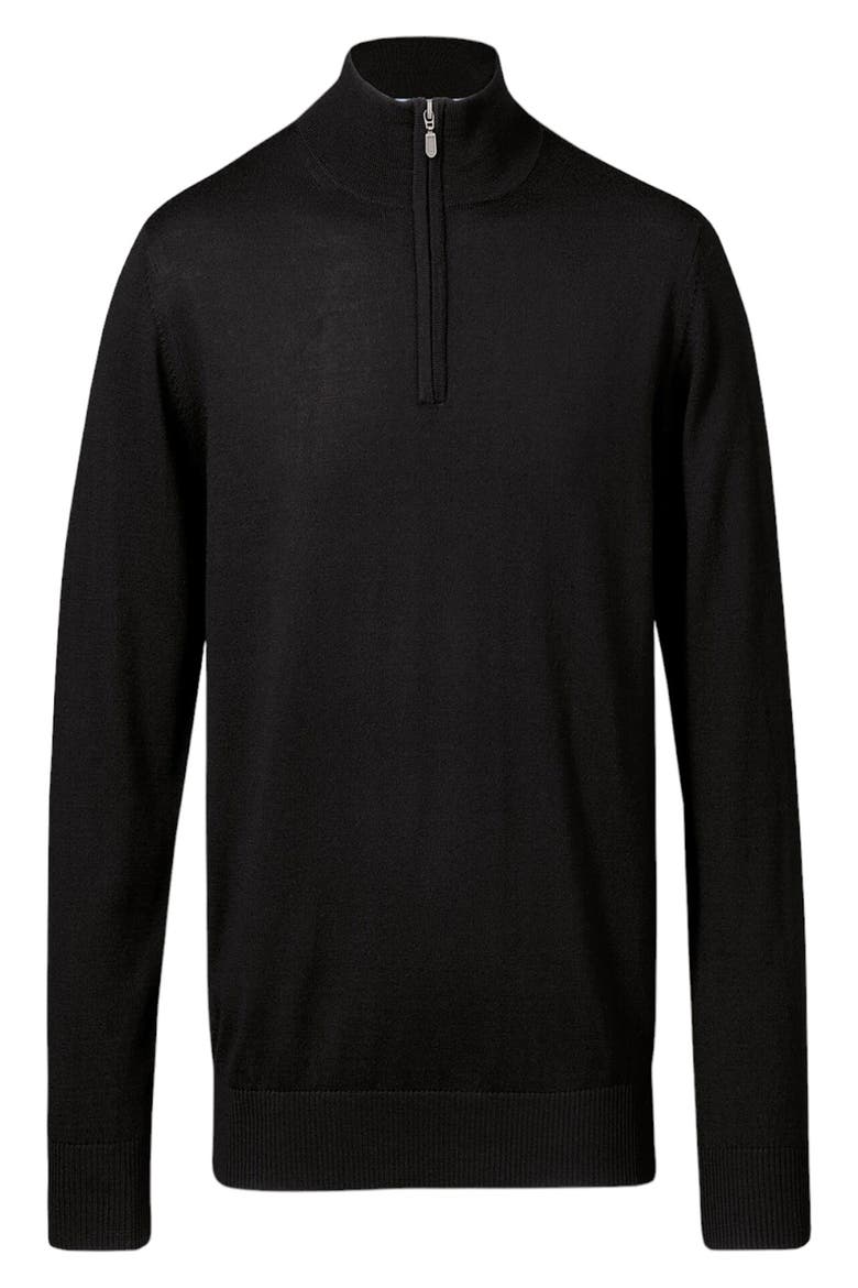 Pure Merino Zip Neck Sweater, Main, color, BLACK