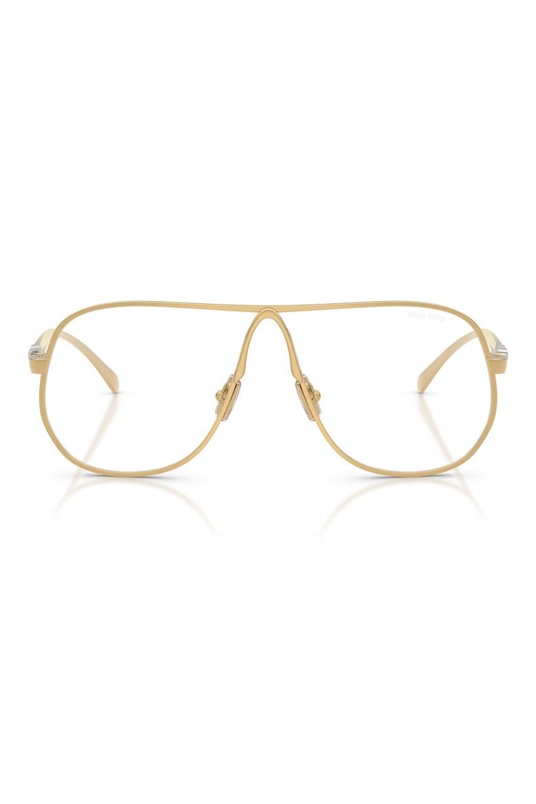 66mm Oversize Pilot Blue Light Glasses, Main, color, GOLD / CLEAR BLUE LIGHT FILTER