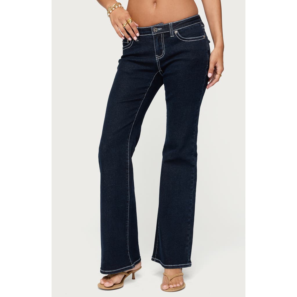 Edikted Louis Low Rise Flare Jeans In Blue