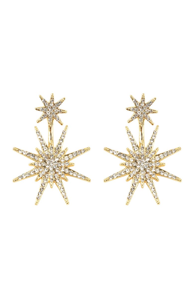 EYE CANDY LOS ANGELES Crystal Detail North Star Statement Drop Earrings, Main, color, Gold