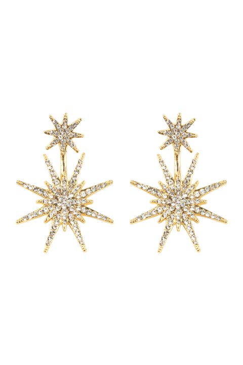 Crystal Detail North Star Statement Drop Earrings