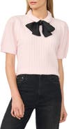 CeCe Bow Detail Cable Knit Sweater