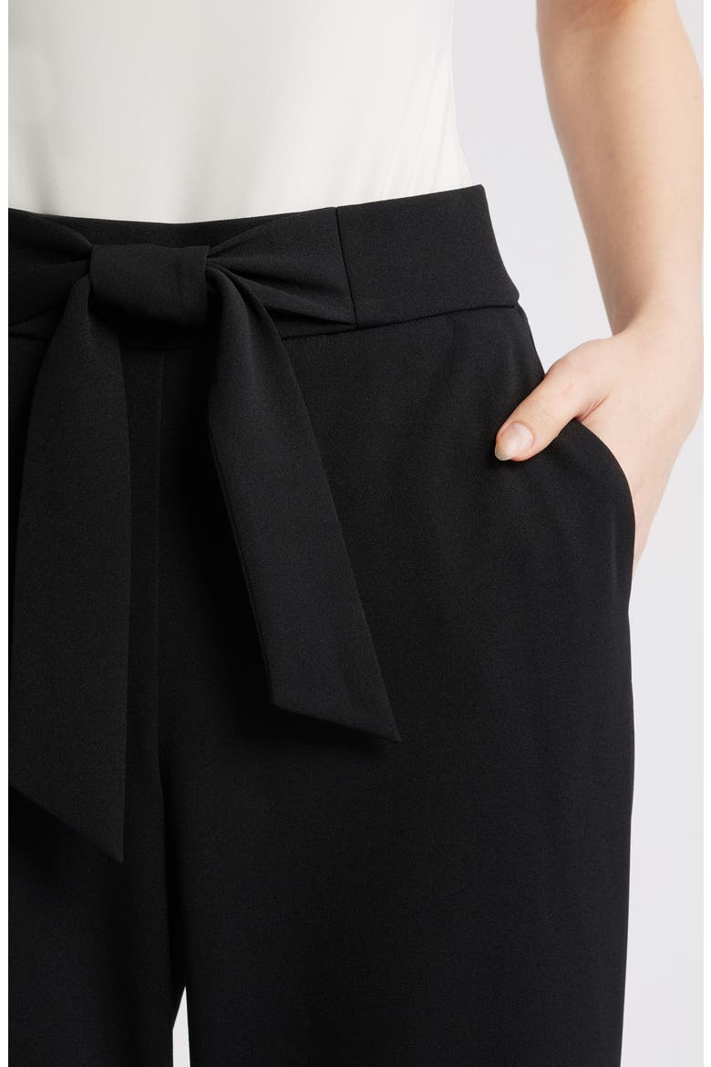 Tie Front Pull-On Wide Leg Crop Pants, Alternate, color, ANNE BLACK