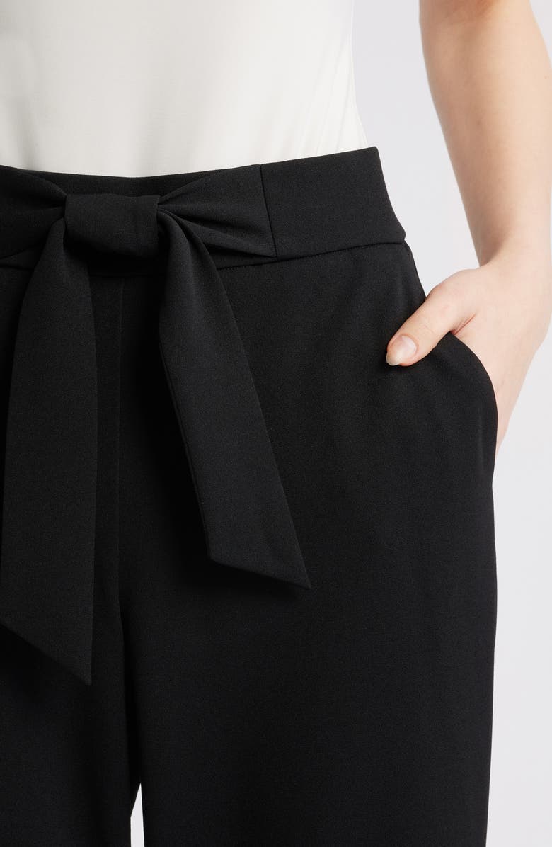 AK ANNE KLEIN Tie Front Pull-On Wide Leg Crop Pants, Alternate, color, Anne Black