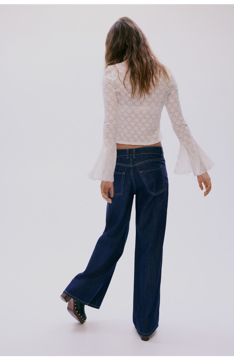 H&M Wide Regular Waist Jeans, Alternate, color, Dark Denim Blue