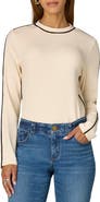Wit & Wisdom Contrast Piping Long Sleeve Rib T-Shirt