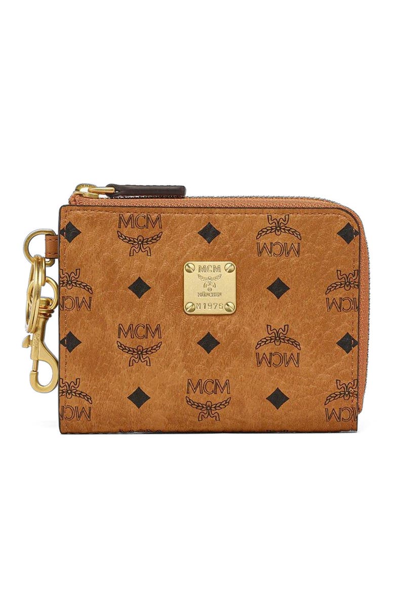 Aren Card Pouch in Visetos, Main, color, Cognac